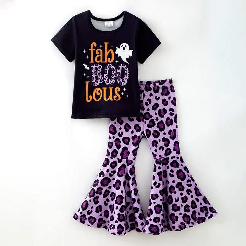 Custom moq 5 each style eta 6-7weeks baby girl clothes purple leopard short sleeve pants sets-25.8.5