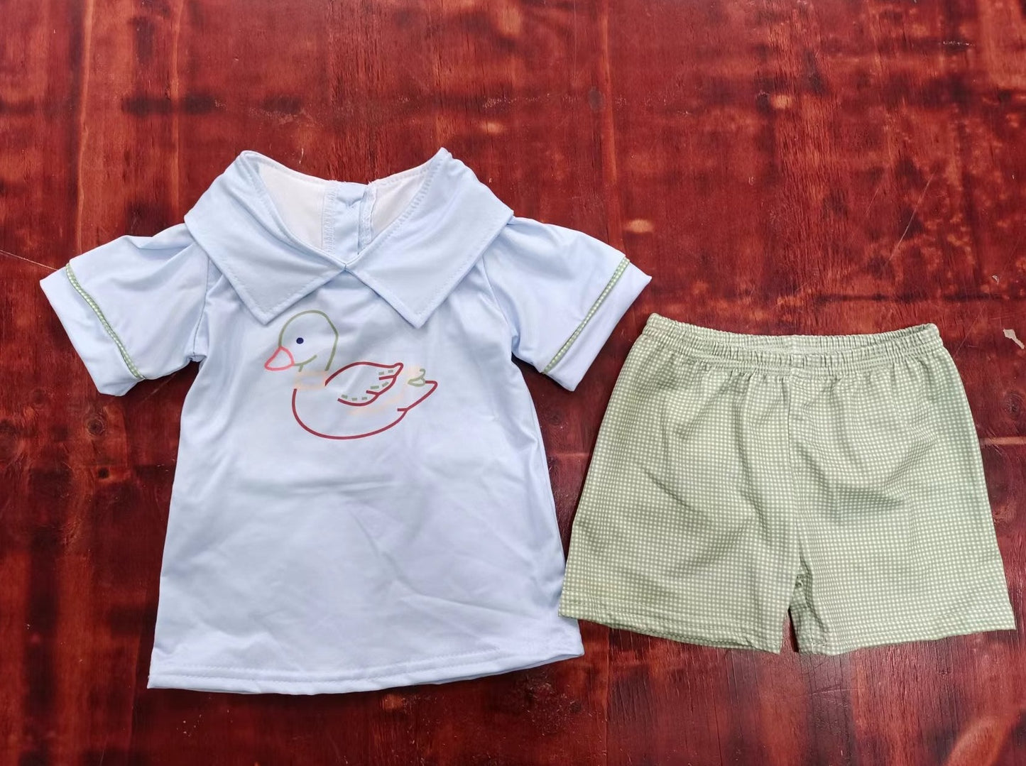 custom moq 5 eta 4-6weeks summer baby boys clothes short sleeve grid shorts sets
