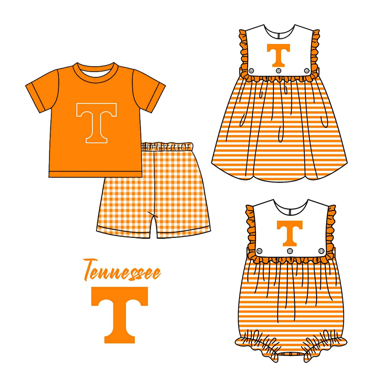 Custom moq 5 mix size milk silk baby kids clothes Summer orange letters orange stripes