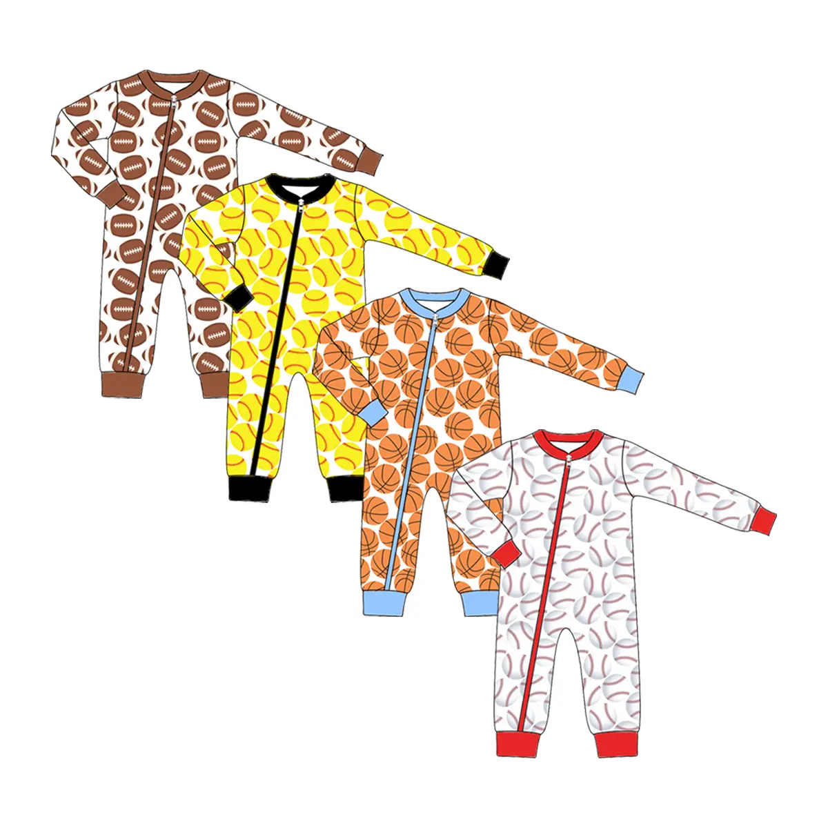 Custom moq 3 MIX SIZE eta 7/8week moq 5 eta /4/5week Sports ball mixed crawler suit