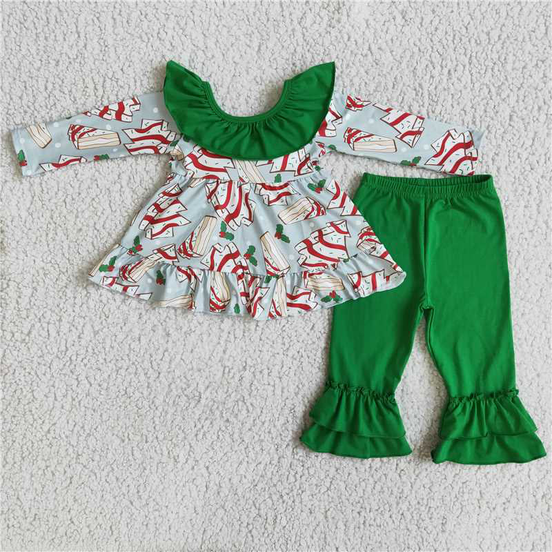 SALES NEW Girls Christmas Cake Bow Pants Set Cute Festive Outfit for Little Ones