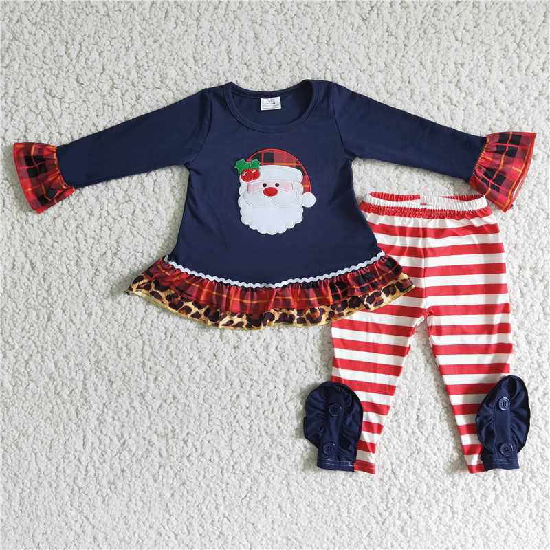 RTS NO MOQ 6 B3-37 6 C7-2 BLP0034 Red Plaid Santa Claus Long Sleeve Pants Suit
