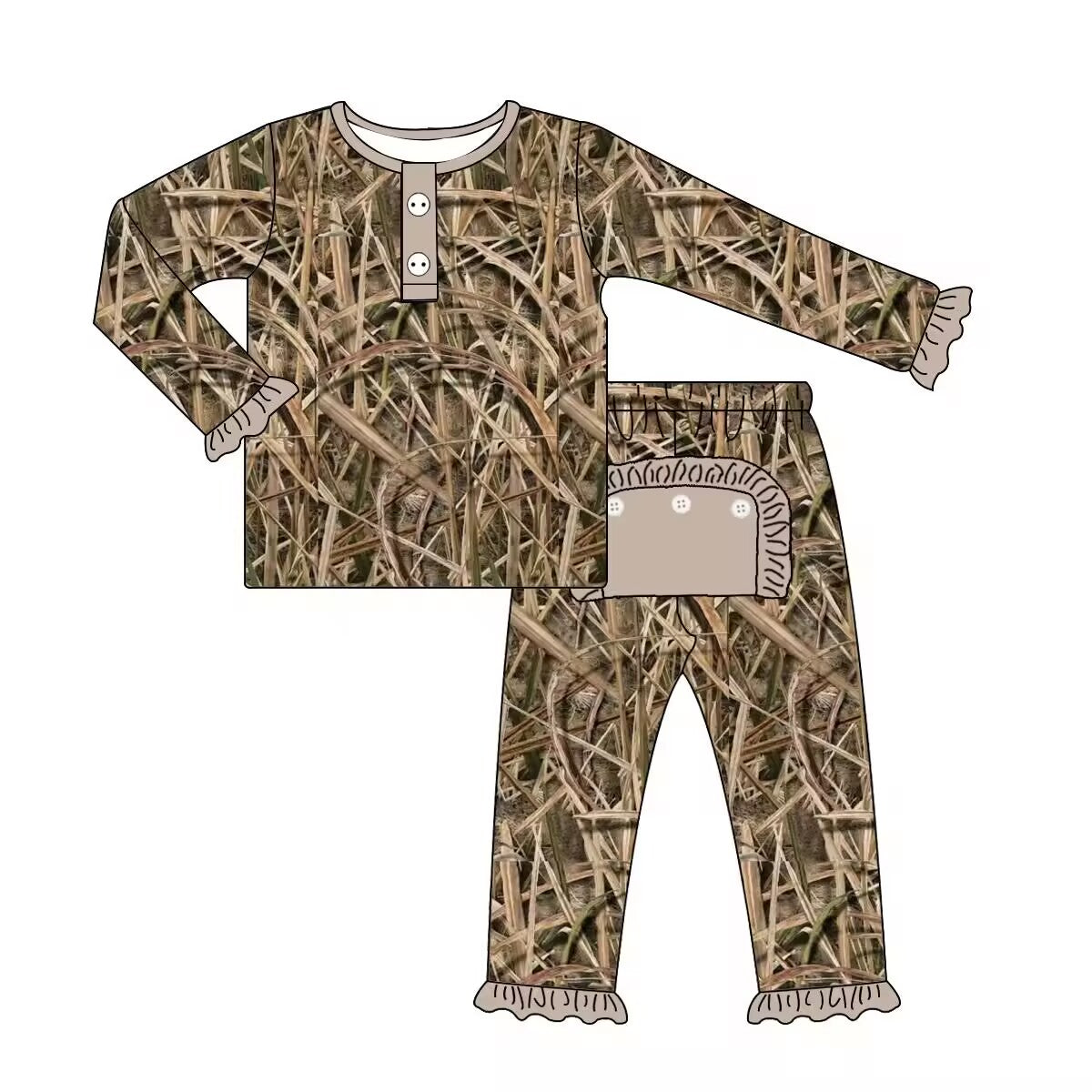 Custom moq 3 eta 6-8 weeks Brown dead leaf button pleated loose cuffs long sleeve suit