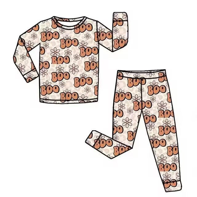 Custom moq 3 eta 6-8weeks Brown BOO lettering floral long suit