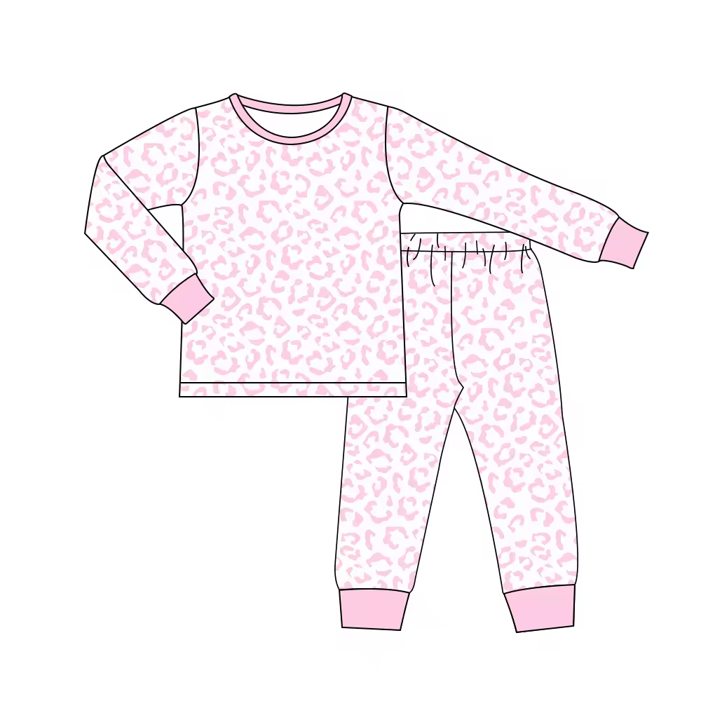 Custom moq 3 eta 6-8weeks Pink Leopard Print Long Sleeve Suit