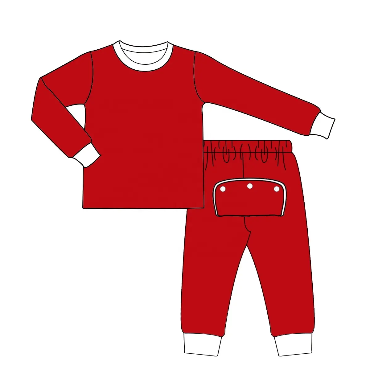 Custom moq 3 eta 7/8week moq 5 eta /4/5week White elastic cuffs - red trousers long-sleeved suit