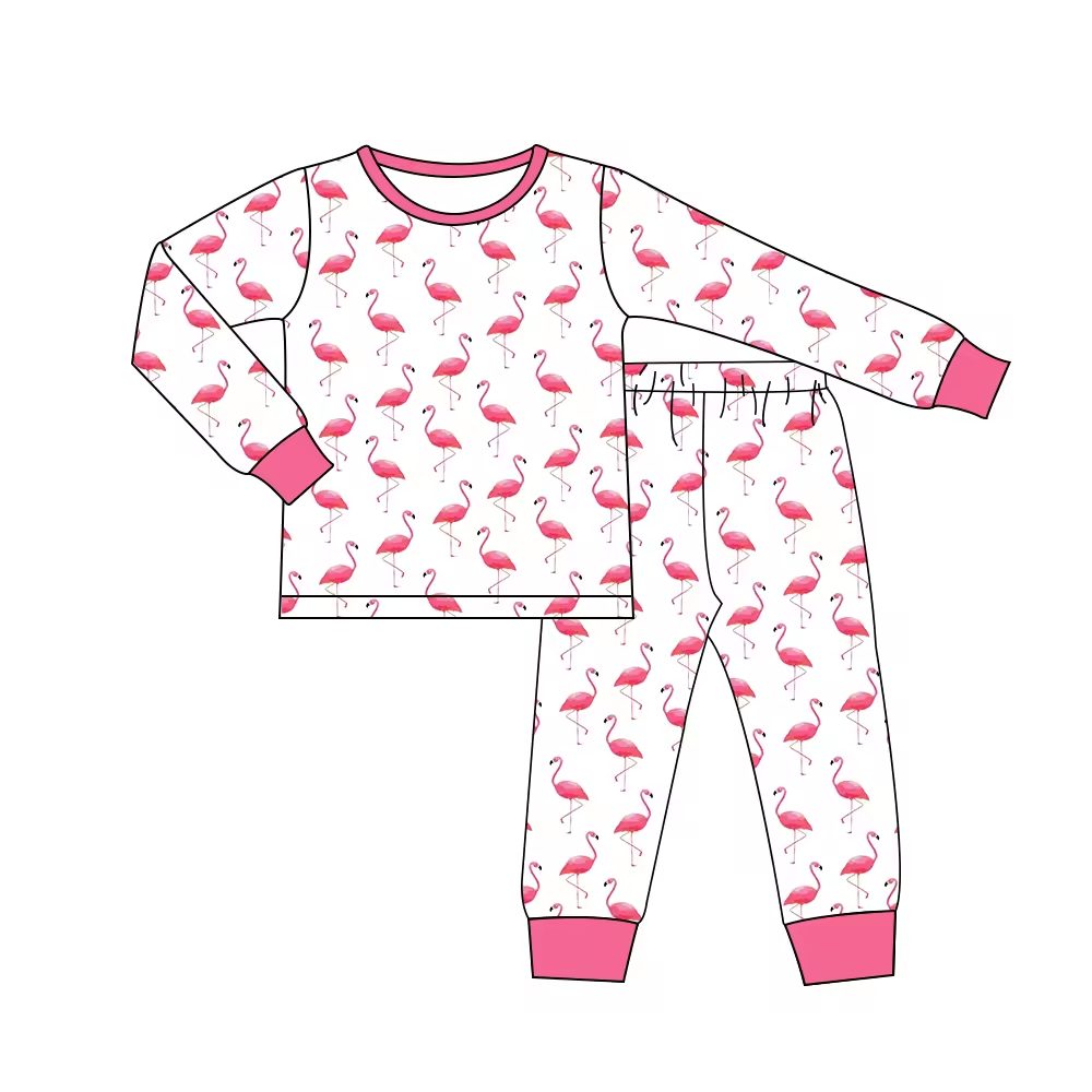 Custom moq 3 eta 6-8weeks Pink Long-legged Bird Long Sleeve Suit
