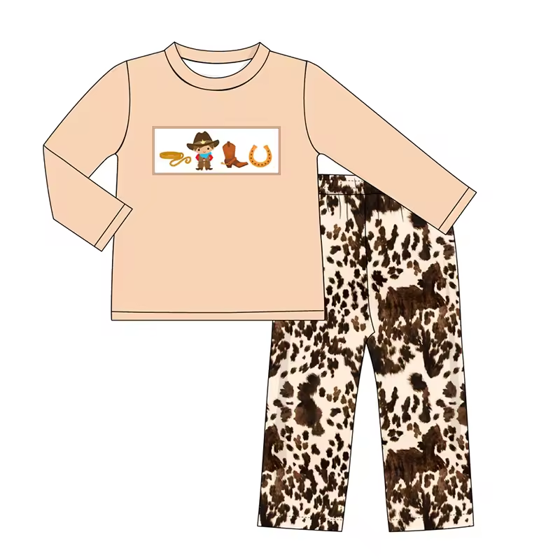 Custom moq 3 eta 6-8weeks Lotus color long-sleeved top-leopard print trousers set