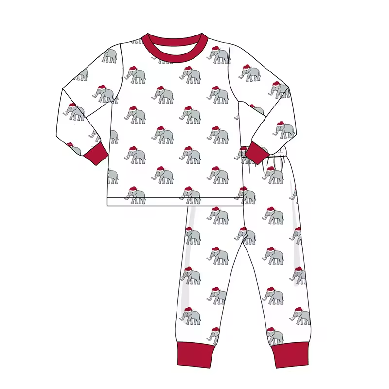 Custom moq 3 eta 6-8weeks Christmas elephant white long suit