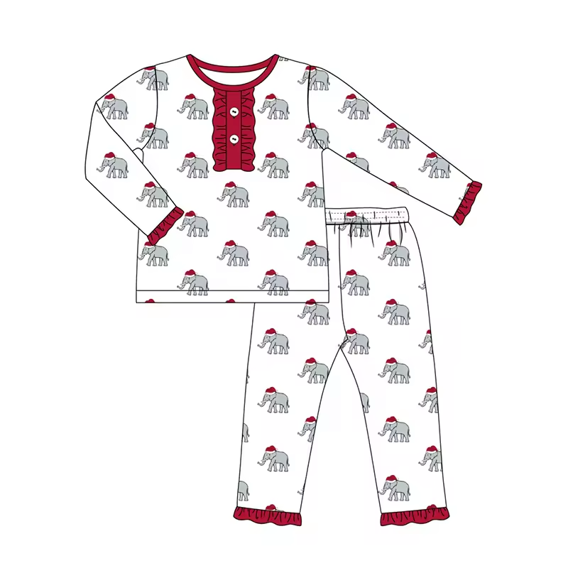 Custom moq 3 eta 6-8weeks Christmas Elephant White Long Lace Cuff Suit