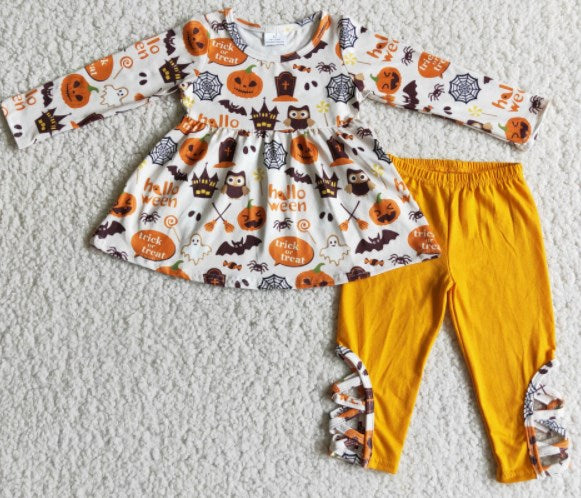 Halloween Pumpkin Top Orange Pants Set