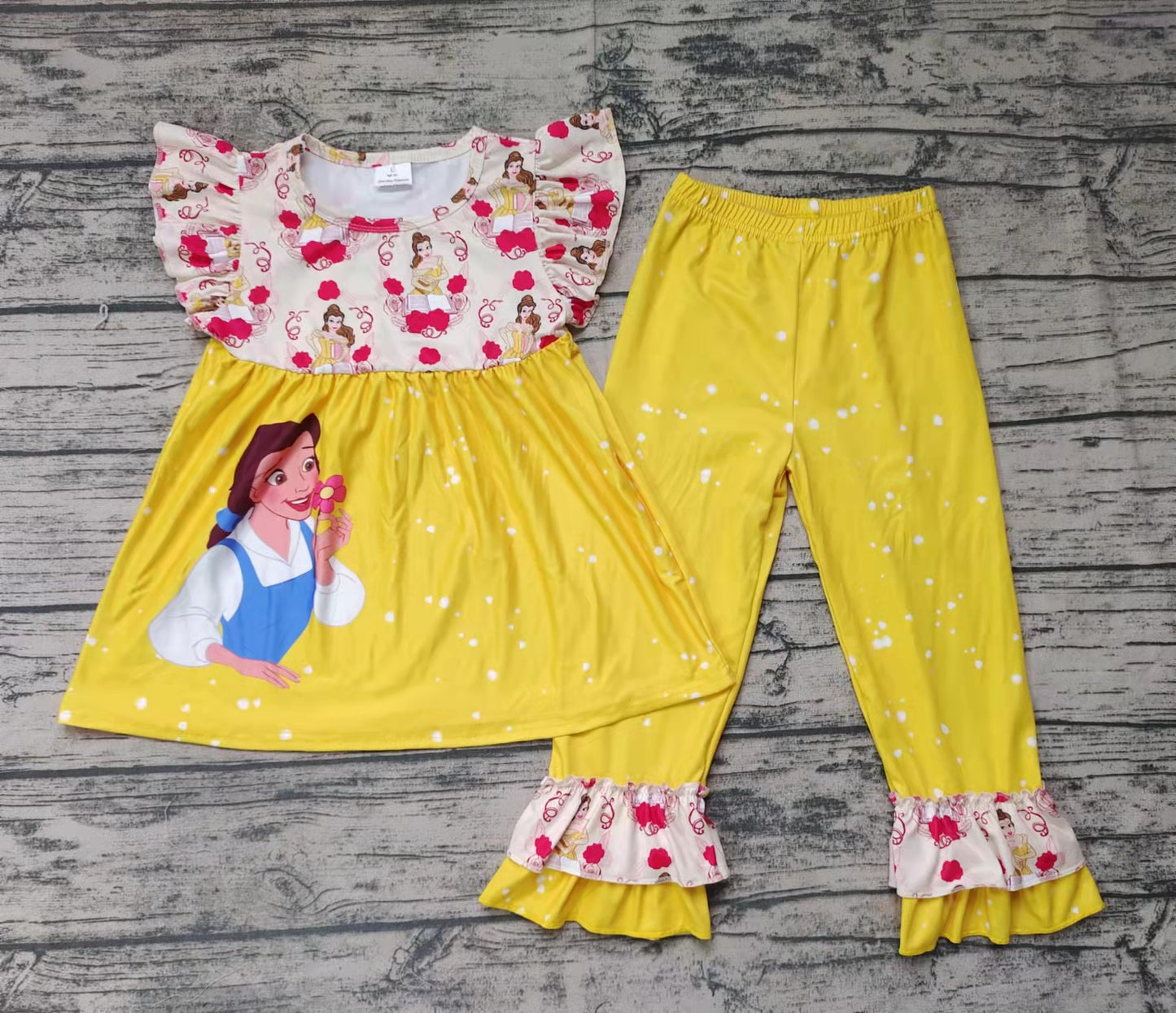 yellow top with long pants