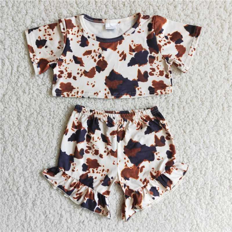 ink pattern 2 pcs short sleeve pants set