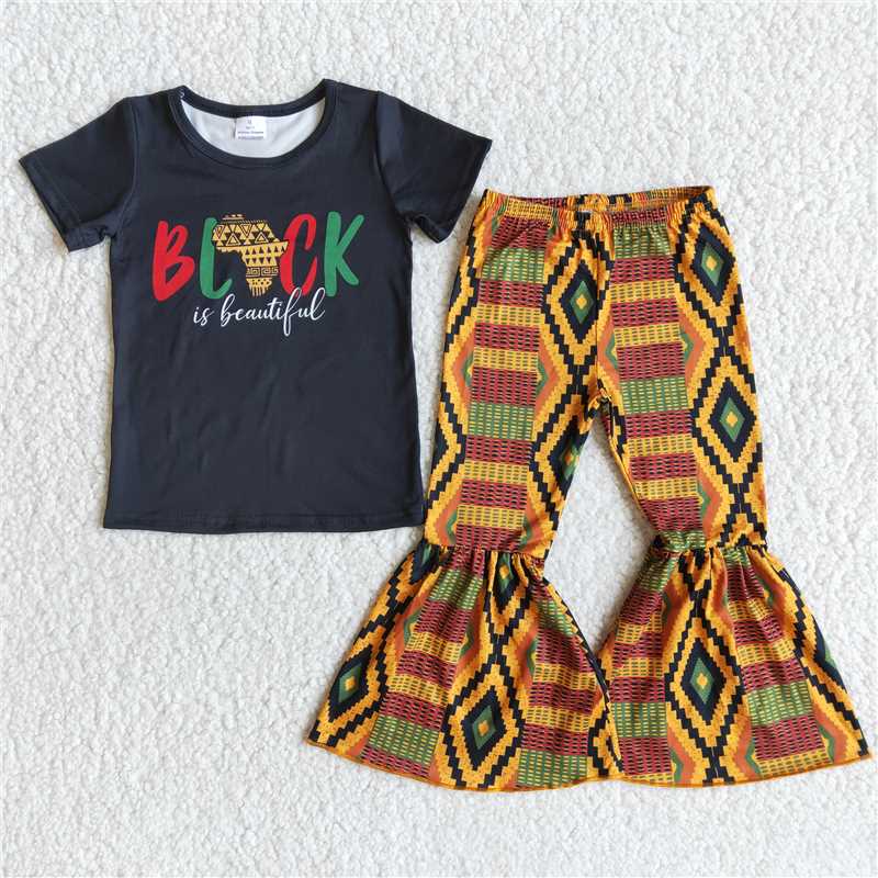 BLACK Black Short Sleeve Diamond Horn Set