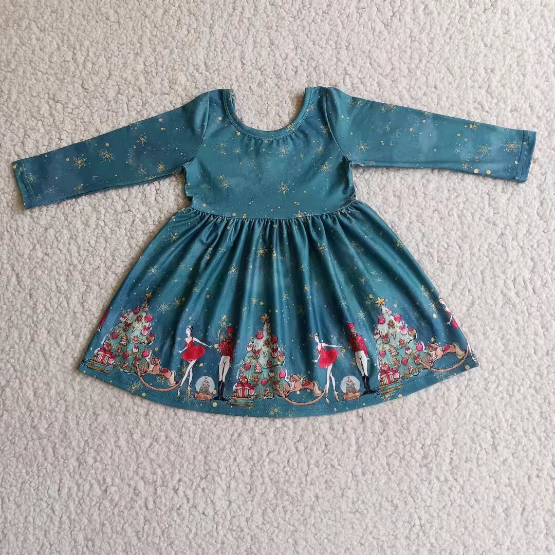 Christmas trees long sleeve dress