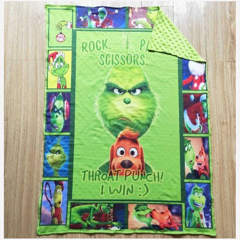 6 A10-1 Christmas dogs green blanket