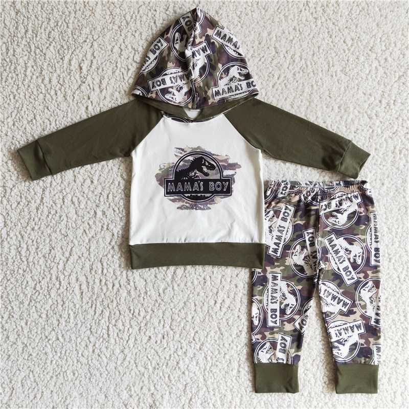 RTS NO MOQ ETA 5/7days arrived BLP0078 boys outfit long sleeve and long pants with a hat mama's boy print