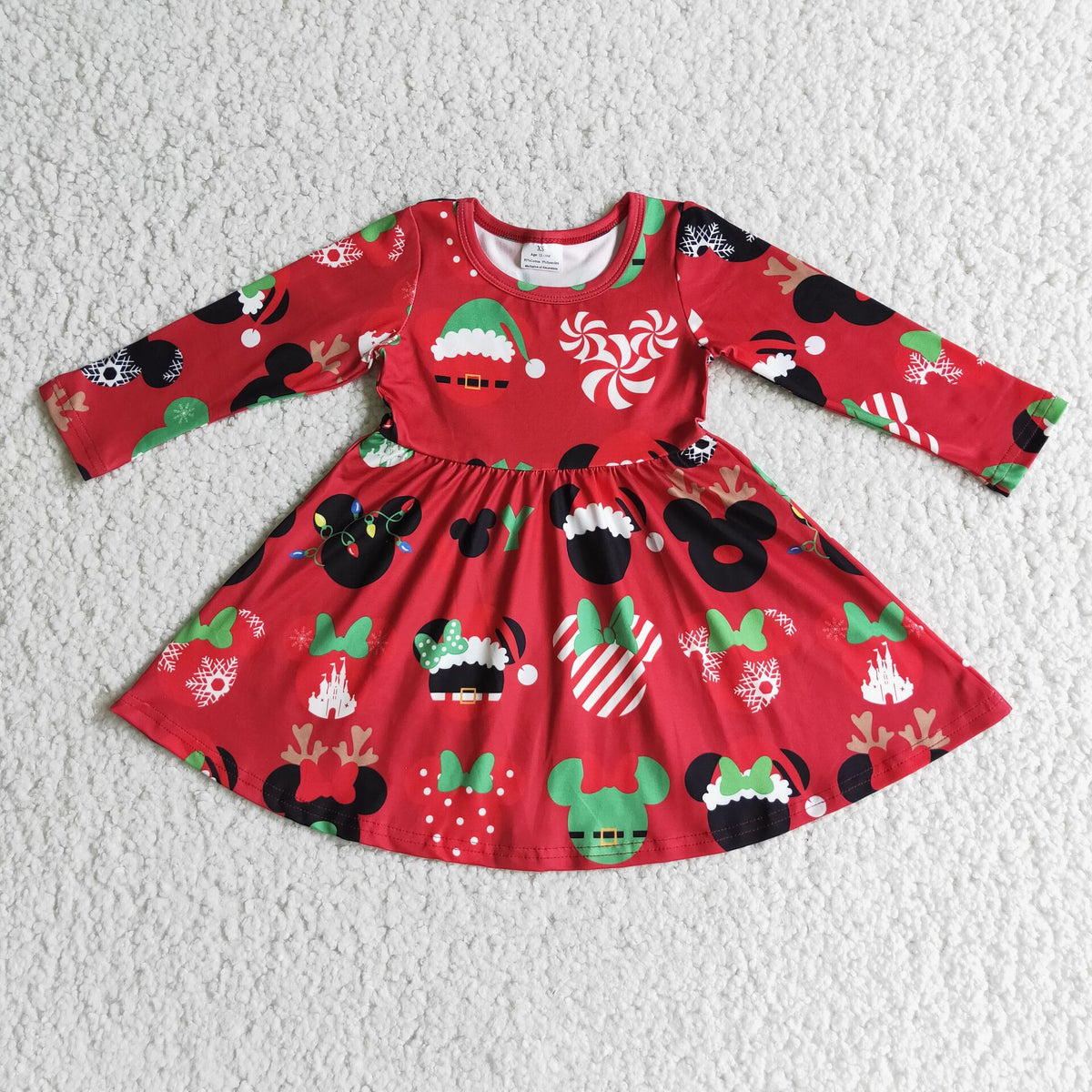 6 A11-4 baby christmas clothing long sleeve print kids dresses for girls