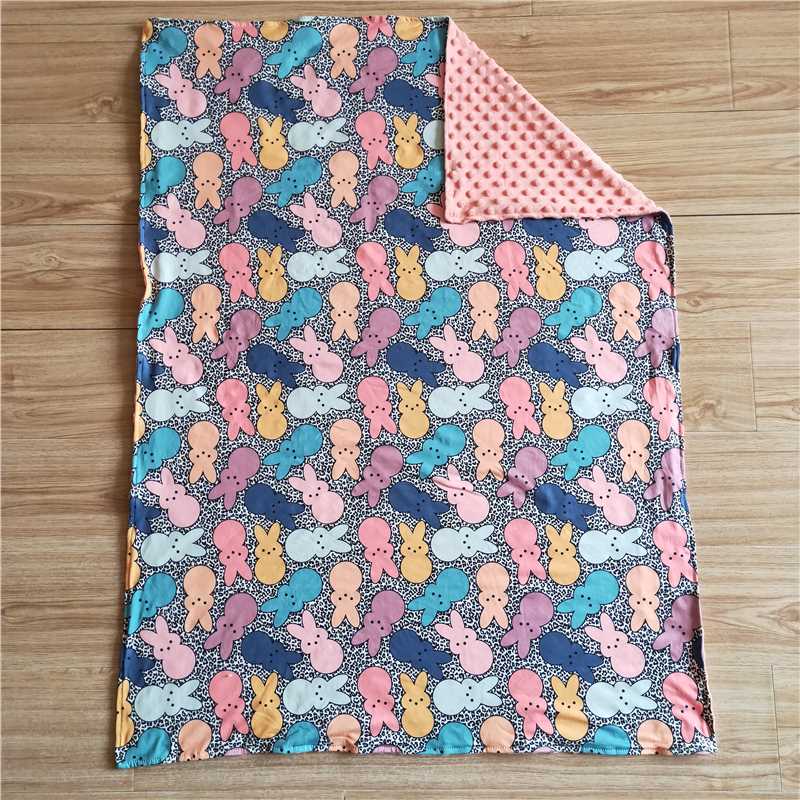 6 C9-33 Easter bunny rabbits pink blanket