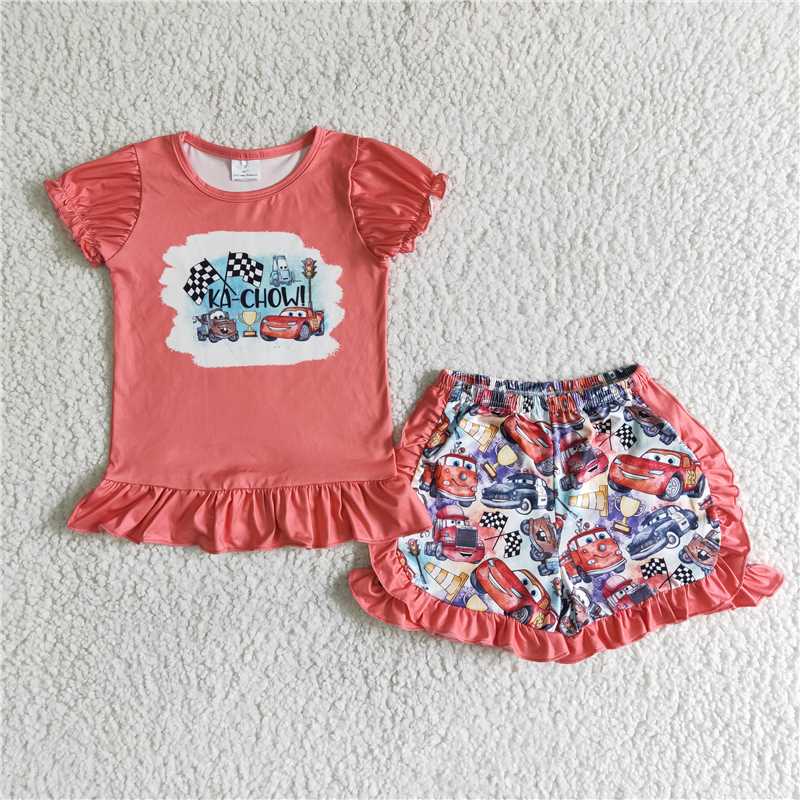 Cute Clothes C1-30 Girls Red Short Sleeve Top Shorts Set