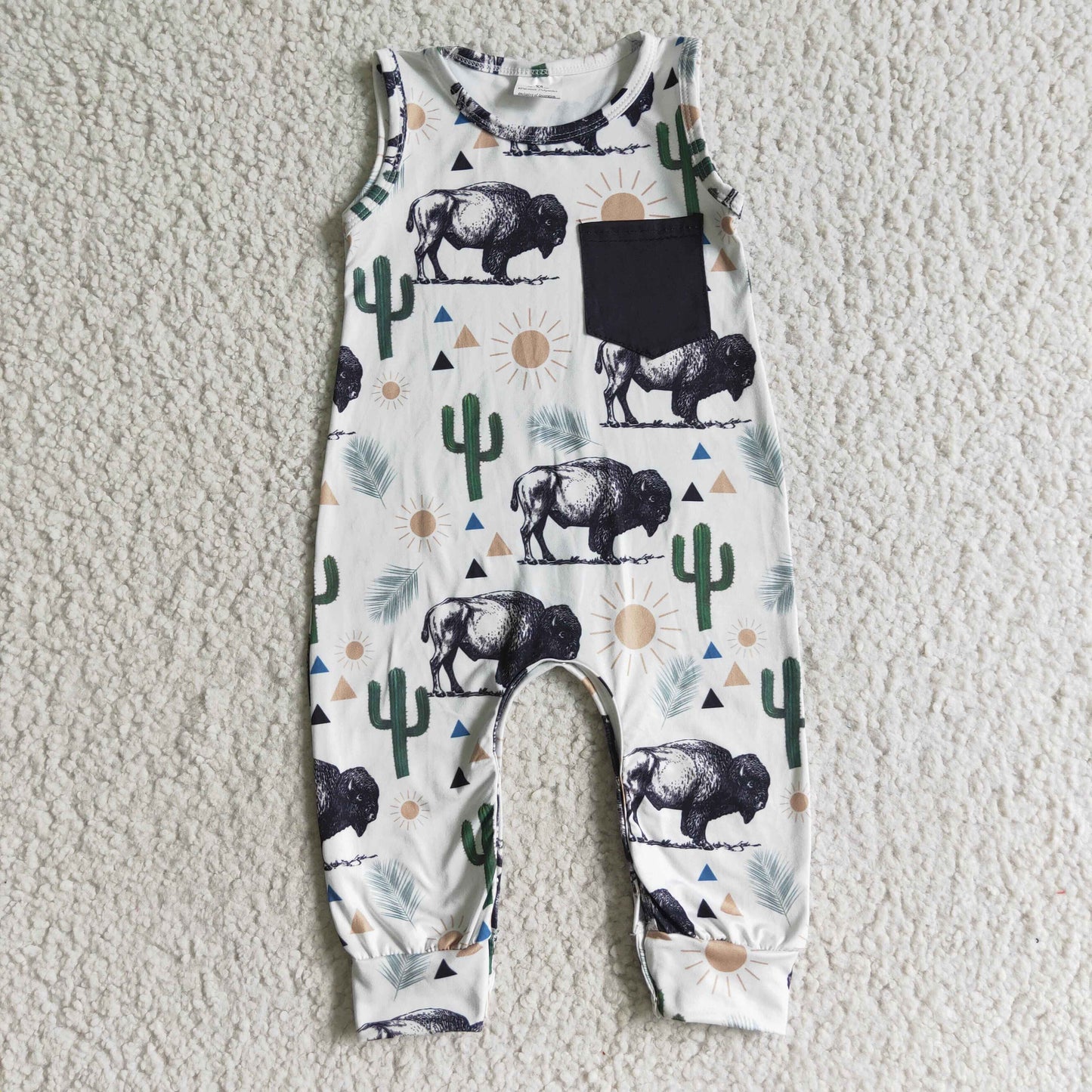 SR0071 Newborn baby clothes cow print baby romper no moq sleeveless long pants