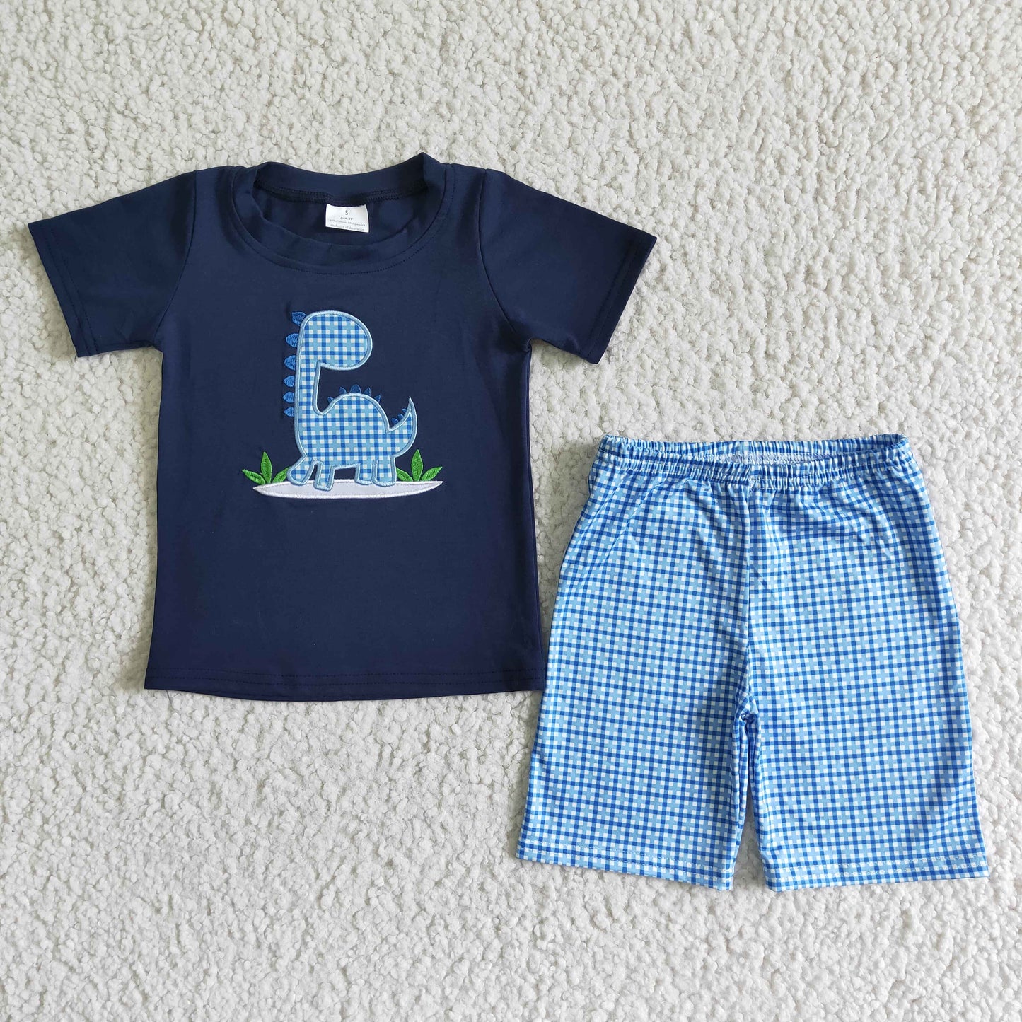 Dinosaur Embroidery navy color top outfits