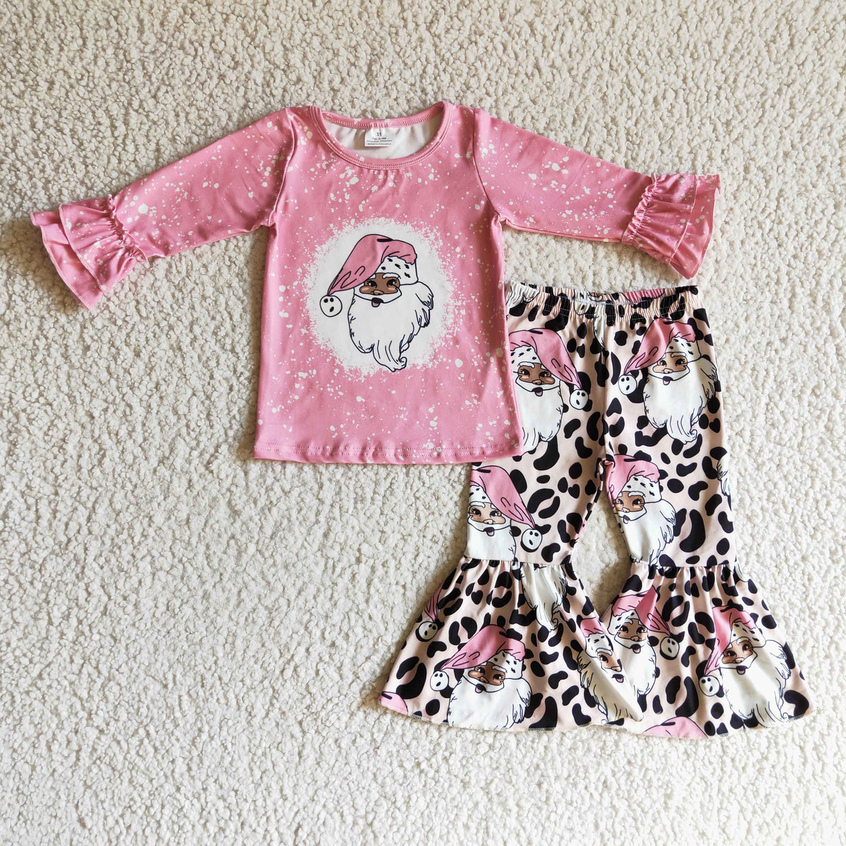 RTS NO MOQ GLP0257 girls christmas outfit long sleeve and long pants print