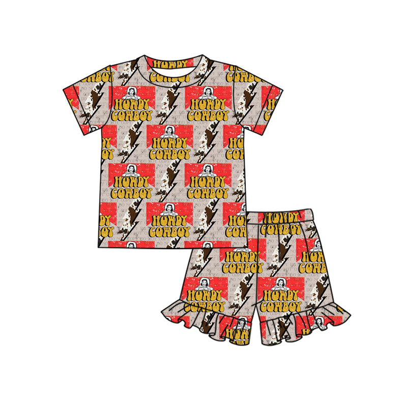 girl howdy cowboy short sleeve shorts suit