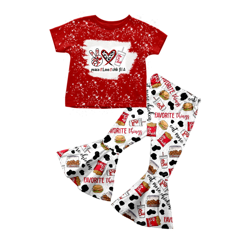 Gesture Heart Red Short Sleeve Pants Set