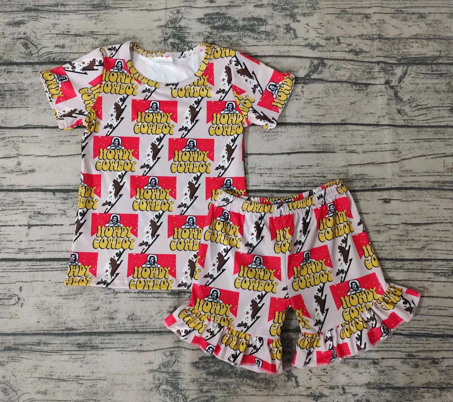 baby girl howdy cowboy short sleeve shorts suit