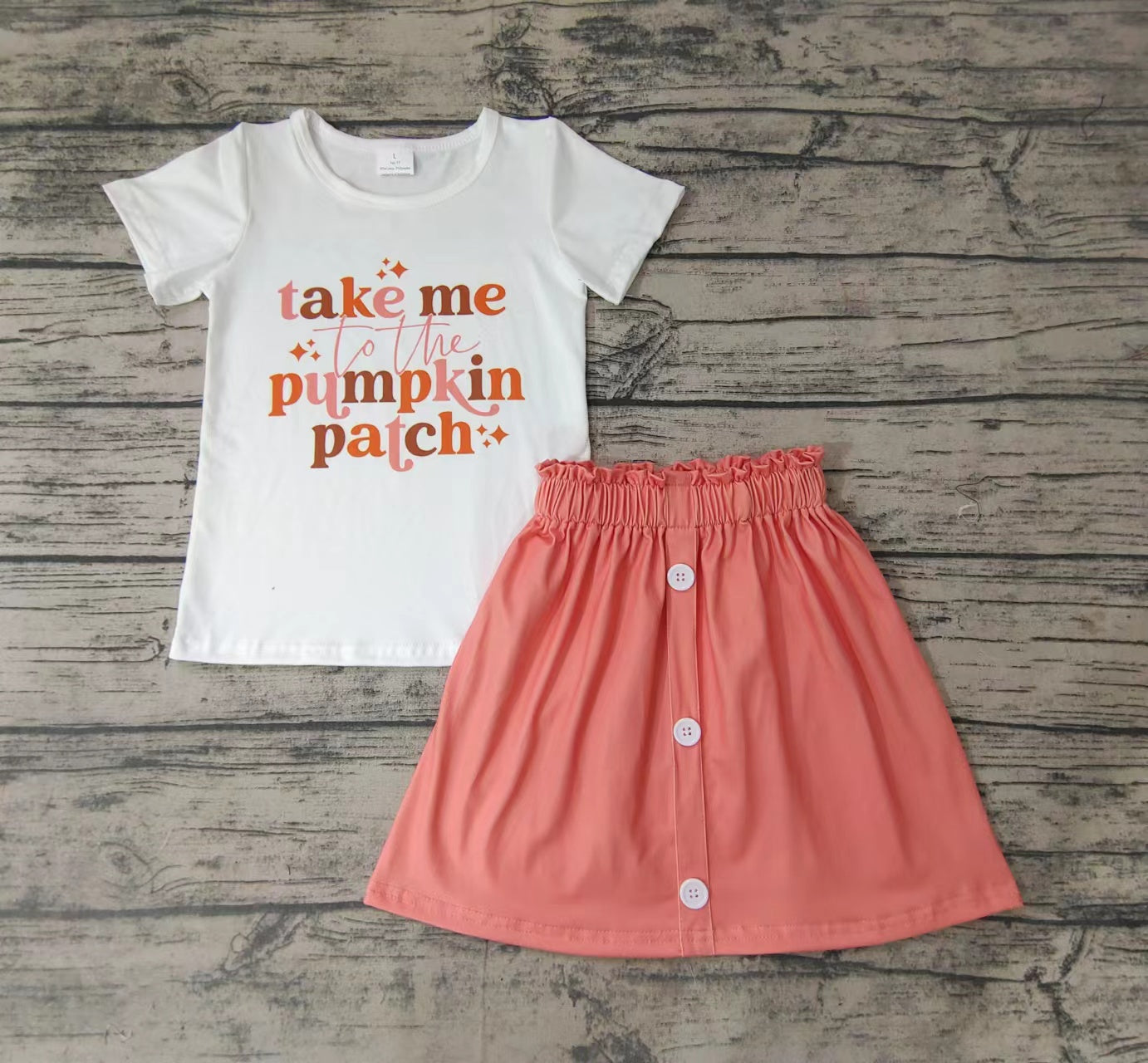 White Short Sleeve Button Skirt Set