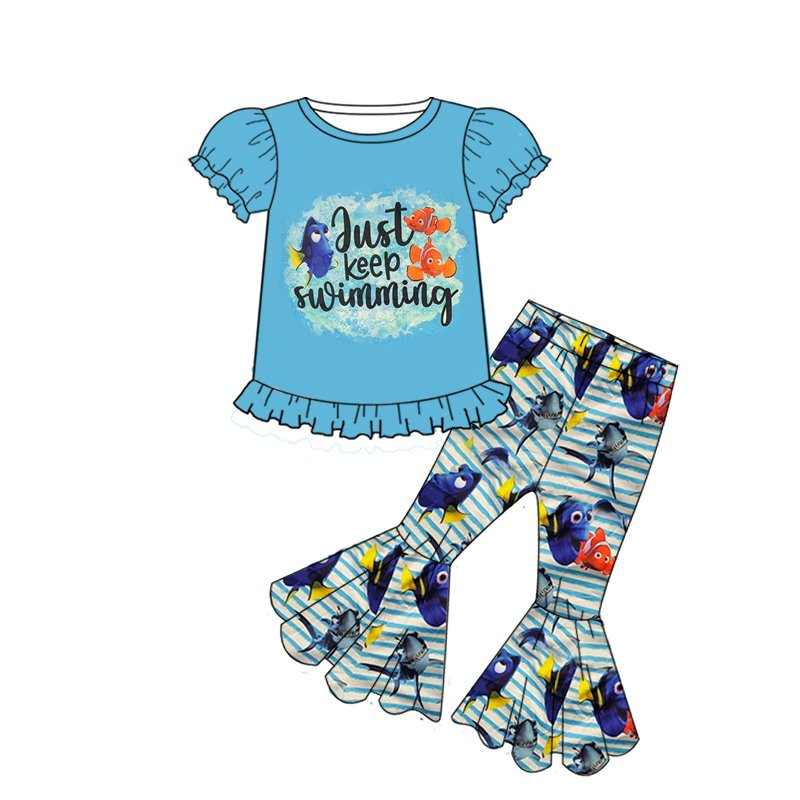 Girls clownfish short-sleeved trousers suit