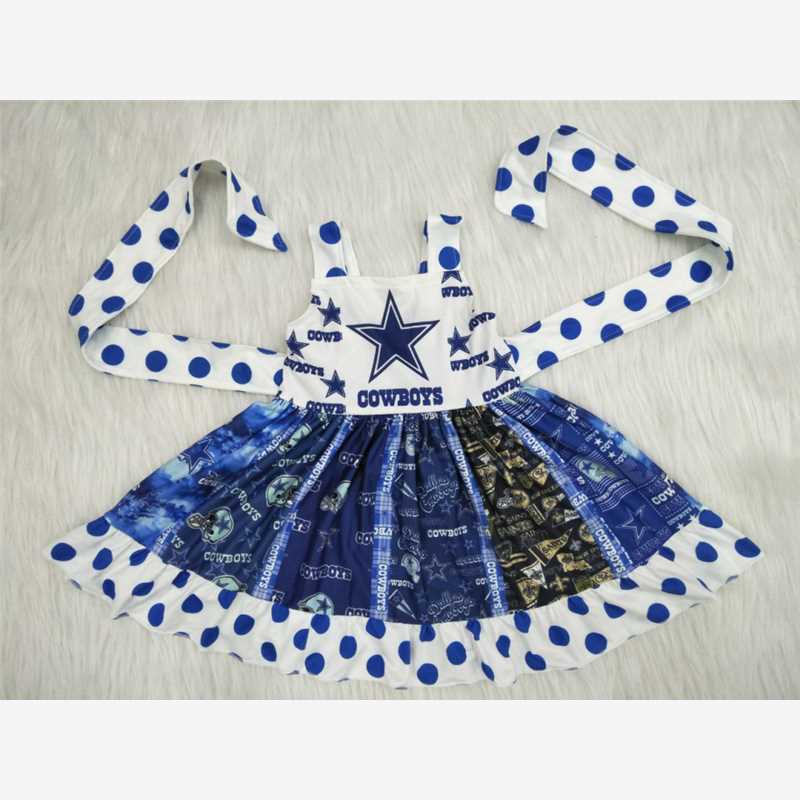 summer star print girls twirl dress