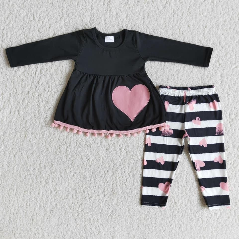 love Valentine's Day cotton with embriobery milk silk pants outfits