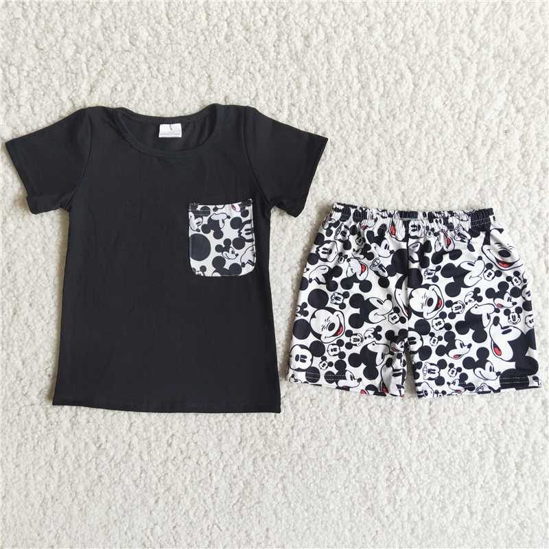Black Short Sleeve Boys Suit