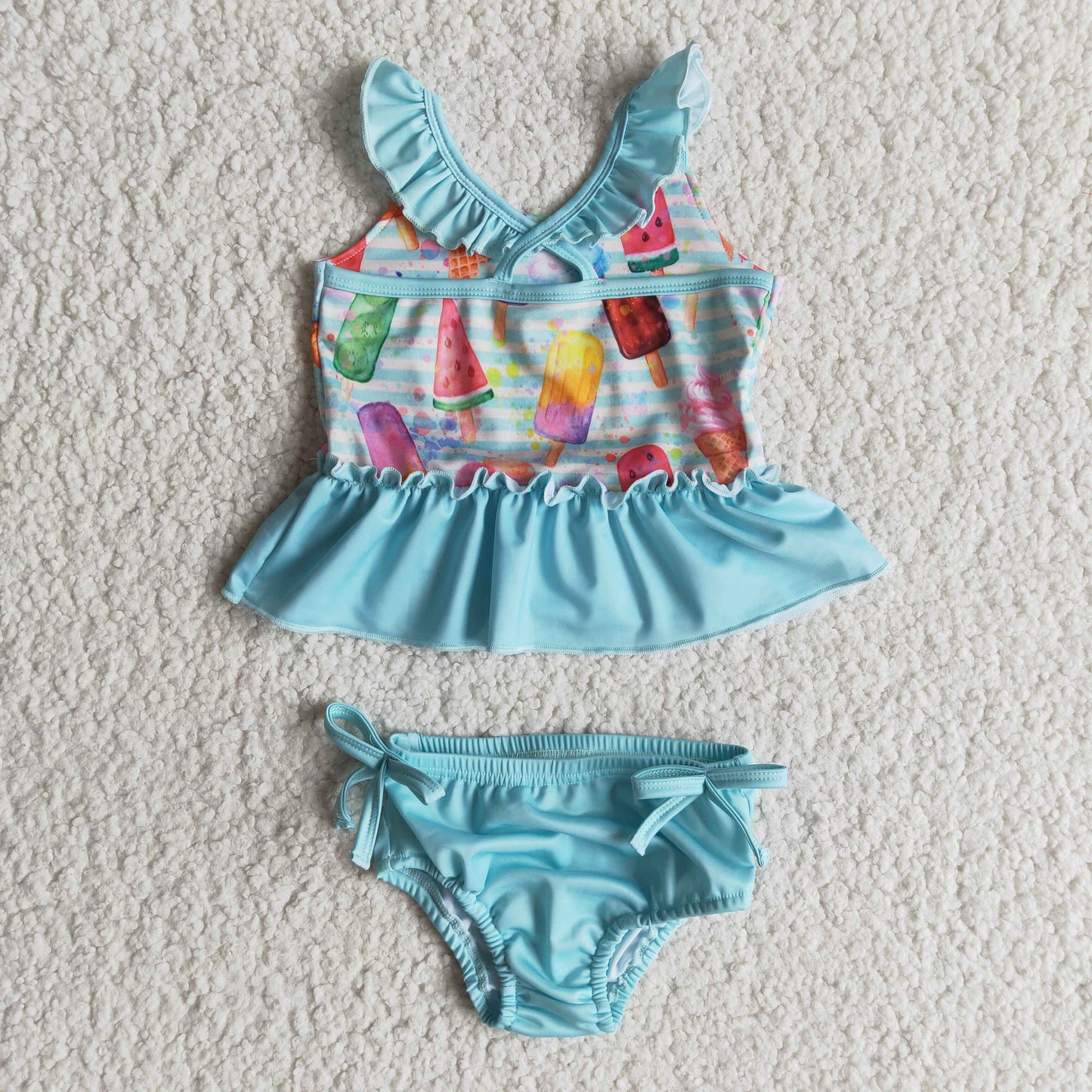 blue ice cream pattern 2 pcs swimsuit