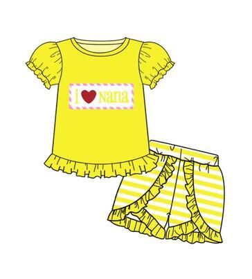 i love nana yellow girls sets custom