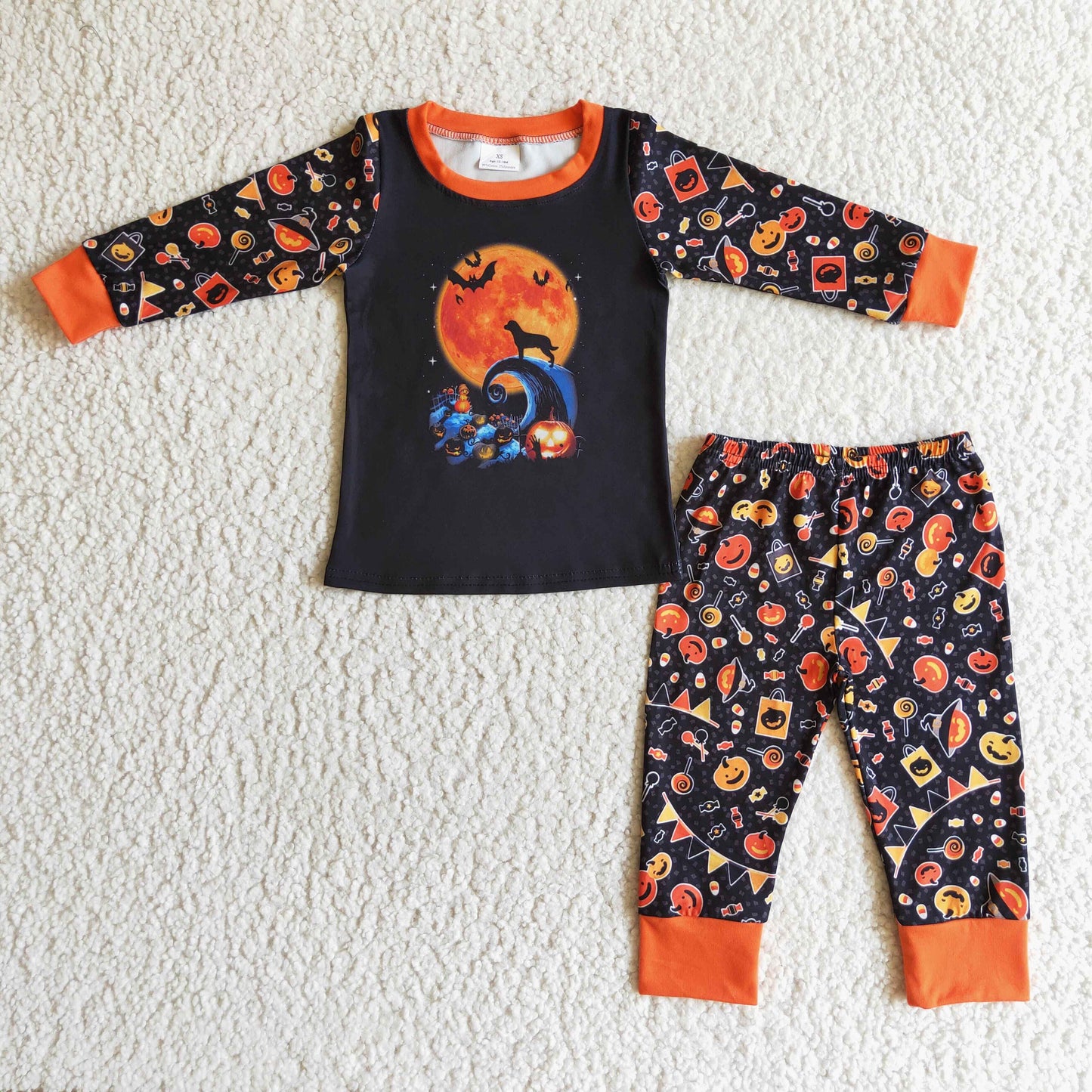 RTS NO MOQ ETA 5/7days BLP0024 Kids Halloween Clothing Boys Long Sleeve Top And Long Pants Pajamas