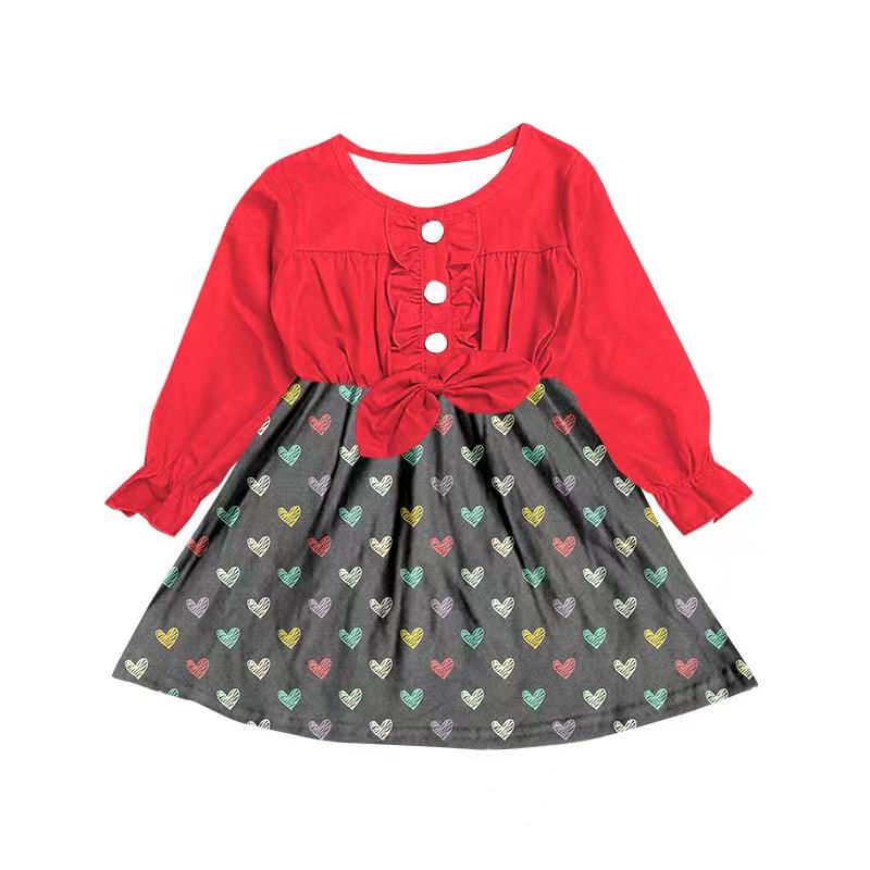 pre -order sample long sleeve dress heart shape print moq 5