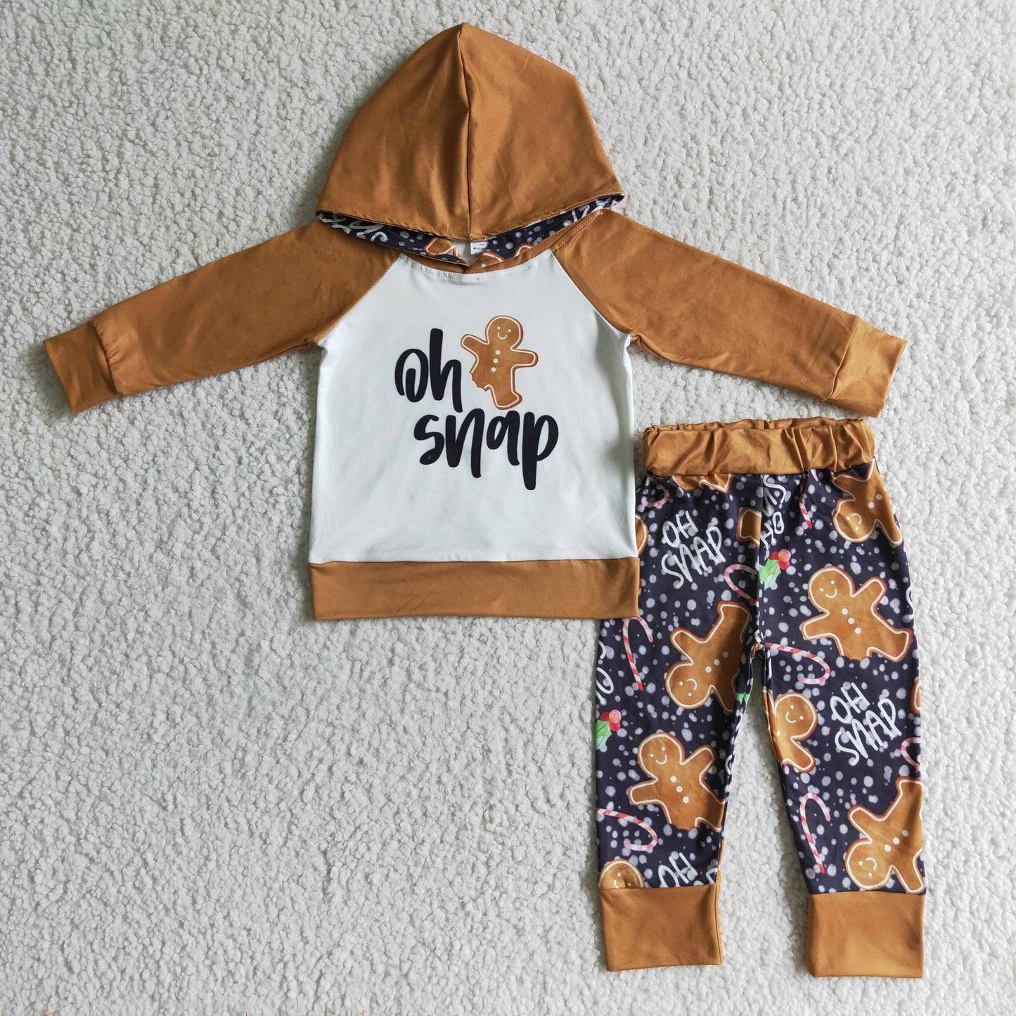 boys clothing gingerbread Man print long sleeve baby clothing milk silk with a hat christmas Holiday