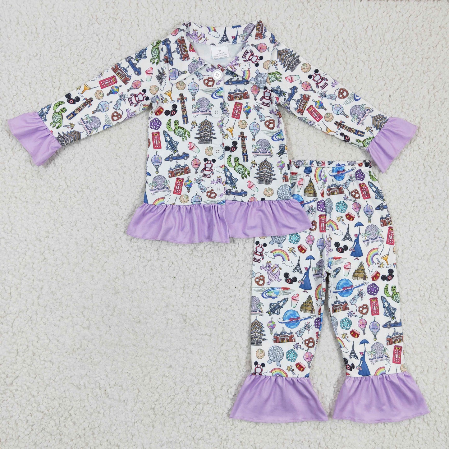 GLP0357 Kids Clothing Girls Long Sleeve Top And Long Pants Pajamas Dream Print