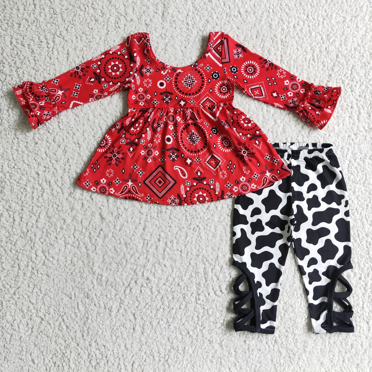 RTS NO MOQ GLP0091 Kids Clothing Girls Long Sleeve Top And Long Pants Flower Print