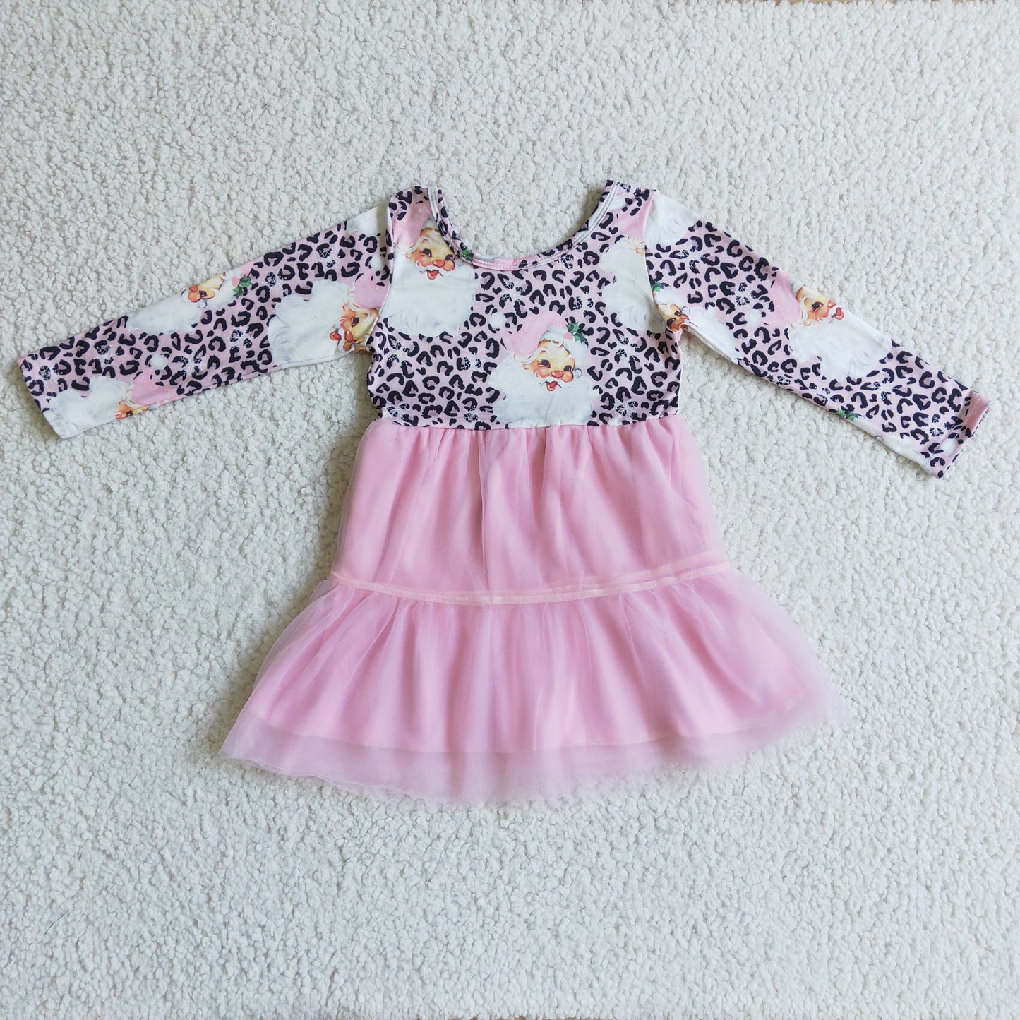 RTS NO MOQ GLD0134 baby christmas clothing long sleeve print kids dresses for girls milk silk