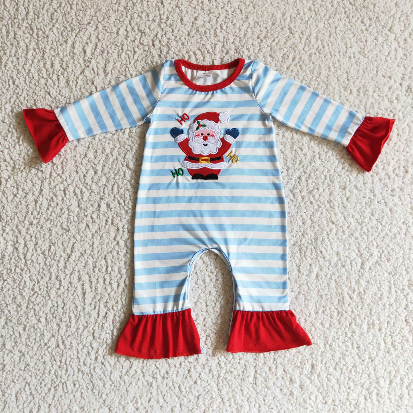 RTS NO MOQ(In Stock) LR0120 baby Christmas romper long sleeve long pants baby girls romper milk silk Santa Claus print