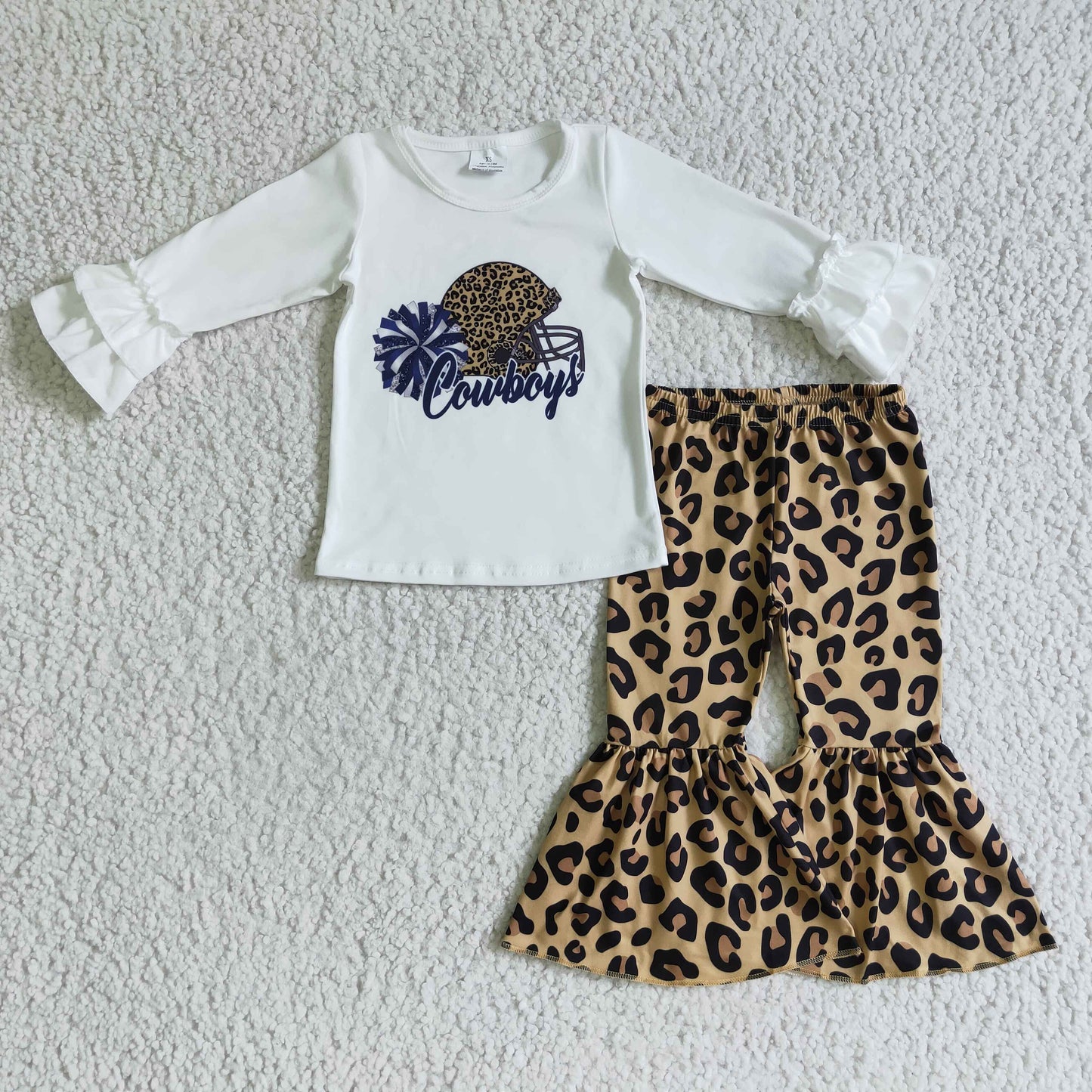 GLP0316 girls outfit long sleeve and long leopard print pants set