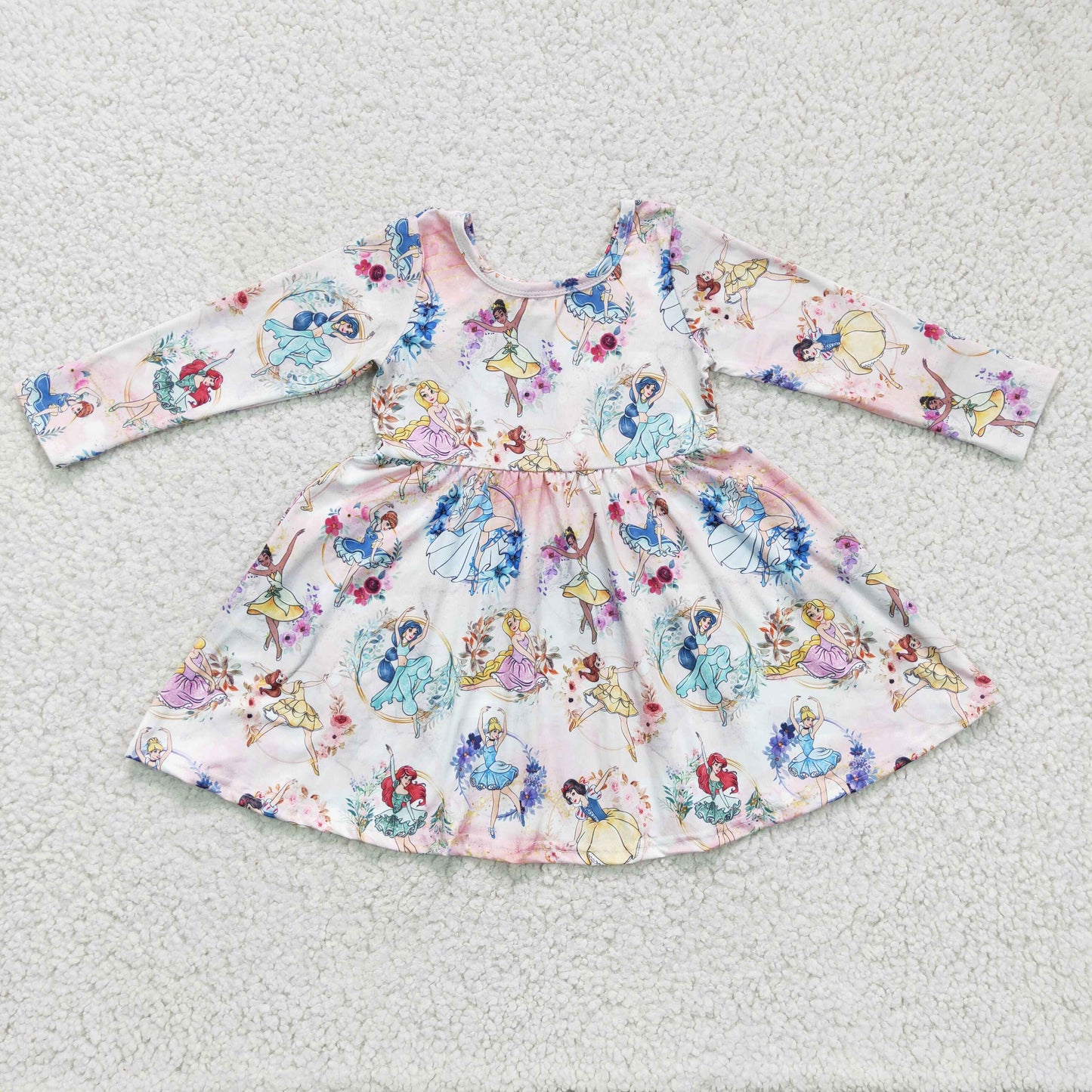 Cute Clothes GLD0177 Baby Girls Long Sleeves Twirl knee length Dresses