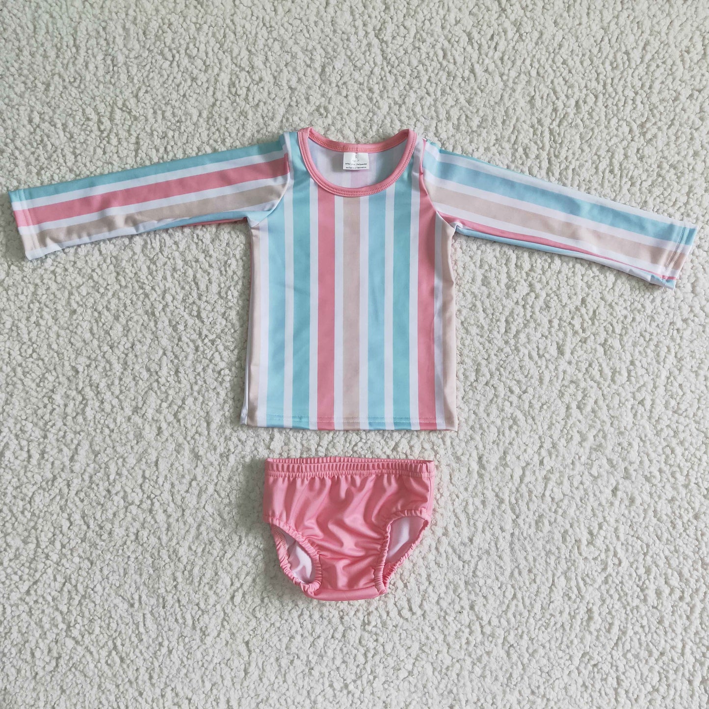 STRIPLE LONG SLEEVE SWIM FABRIC OUTFITS
