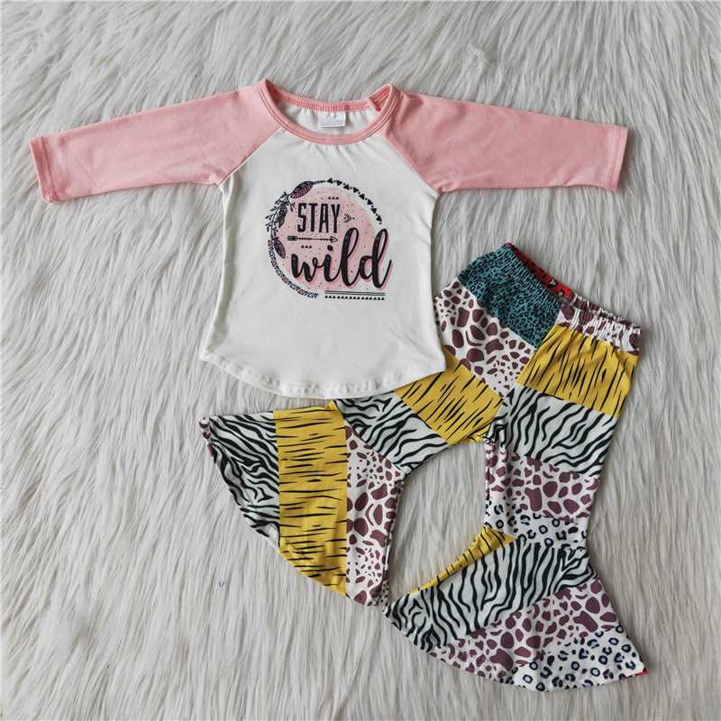 stay wild leopard pants girl set