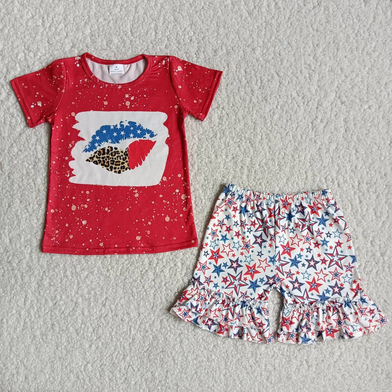 July 4th mouth star short pants set