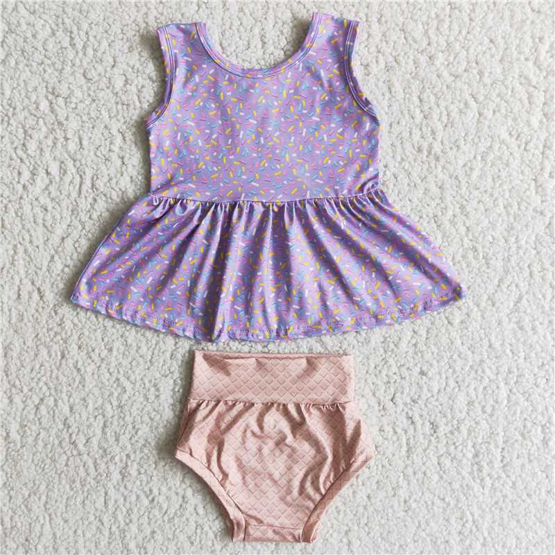 dot purple bummines sets